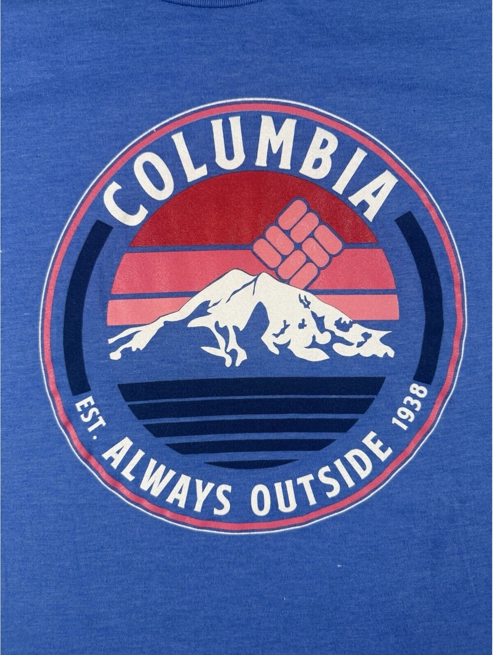 Columbia Men's Medium Blue Short Sleeve Crew Neck Mountain Graphic Tee